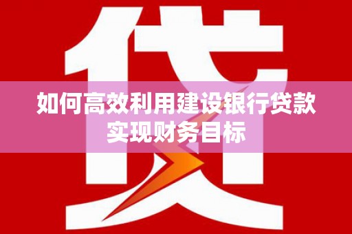 鸡冠如何高效利用建设银行贷款实现财务目标