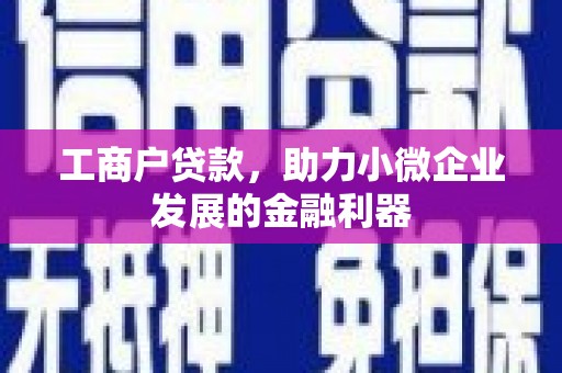 鸡冠工商户贷款，助力小微企业发展的金融利器